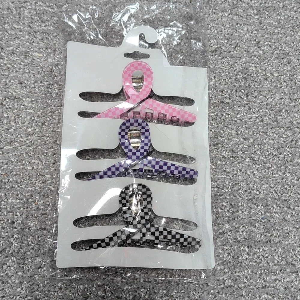 3 Piece Checkered Claw Clip Set NWT